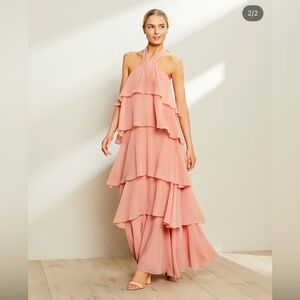 Antonio Melani Mariella Crinkled Chiffon Halter Sleeveless Maxi Dress Size 8